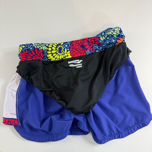Saucony Women's Blue Floral Print Running Shorts Liner Size S Small - Picture 4 of 11